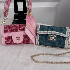 CC Blue Tweed Mini Wallet Crossbody